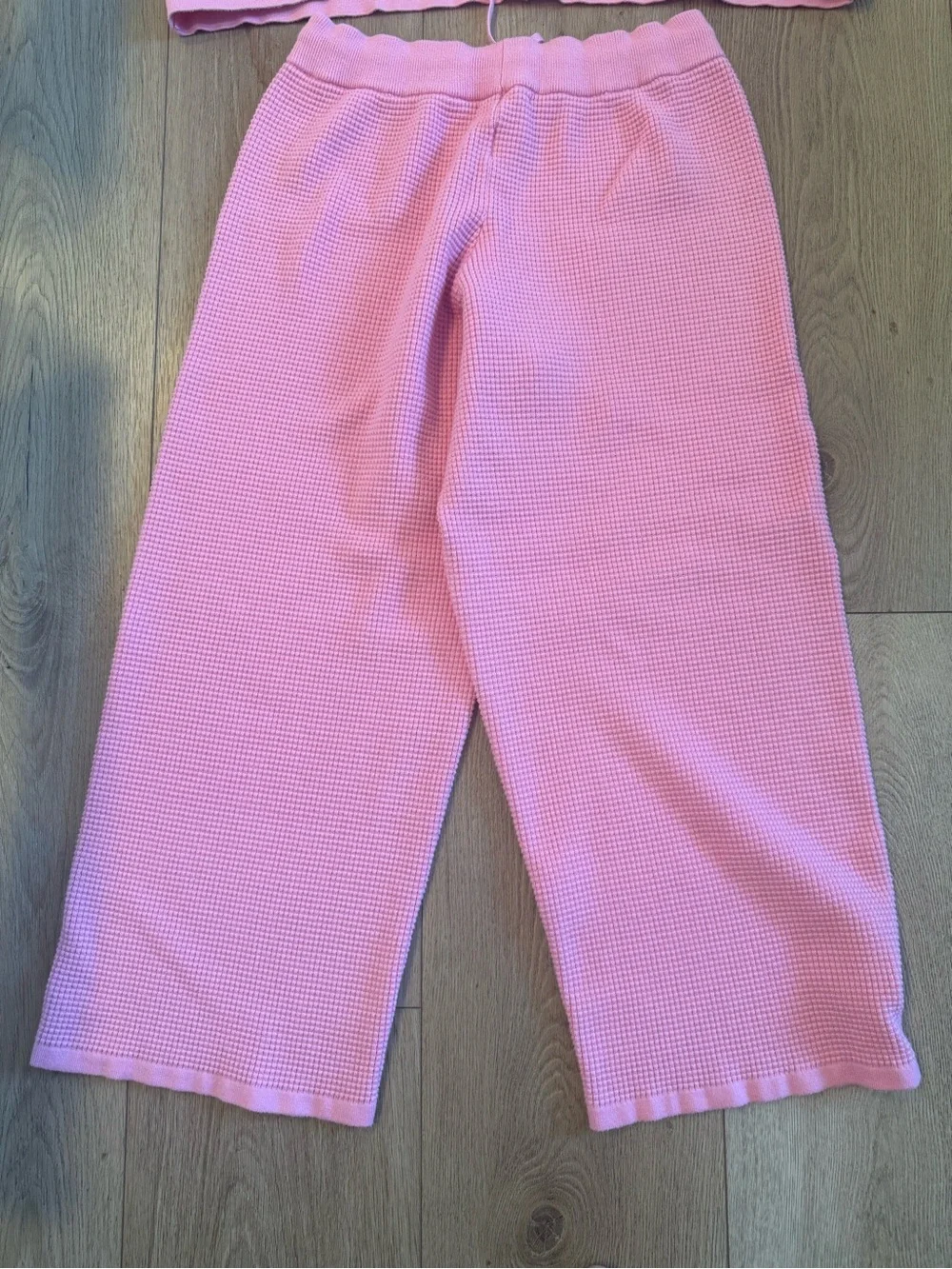 Boutique Waffle Knit Lounge Set Pink XL Top 1X Wide Leg Pants Cozy Matching